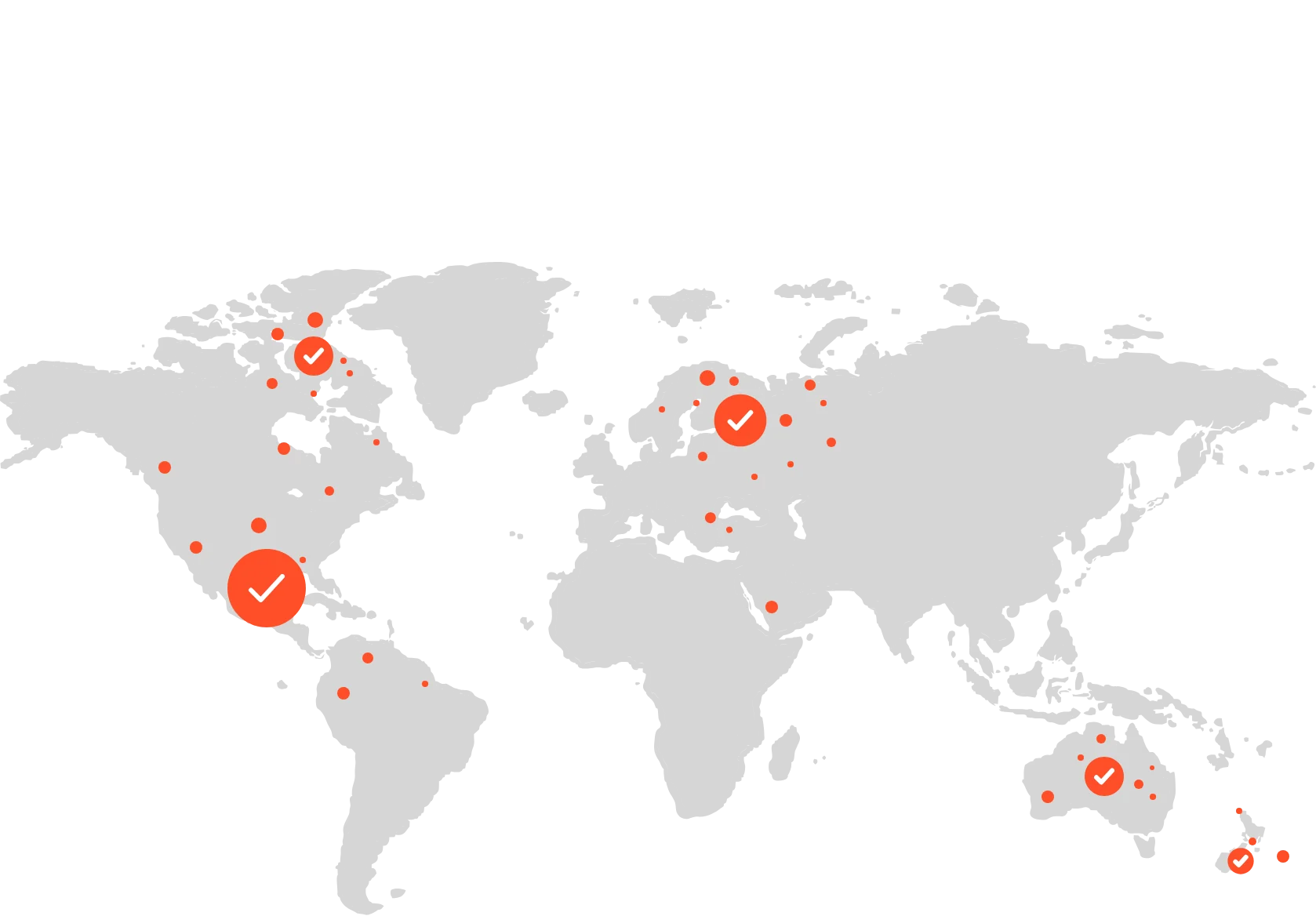 Dotted world map highlighting ZeroBillion office locations across North America, Europe, the Middle East, and Australia